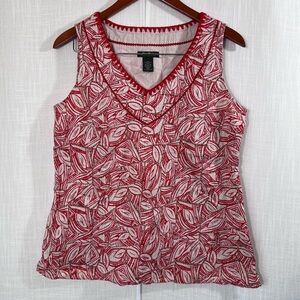 Eddie Bauer Cotton Embroidered Patterned Lined Tank Top Blouse Size L